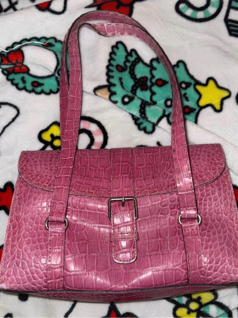 Vintage Liz Claiborne Faux-Croc Shoulder Bag